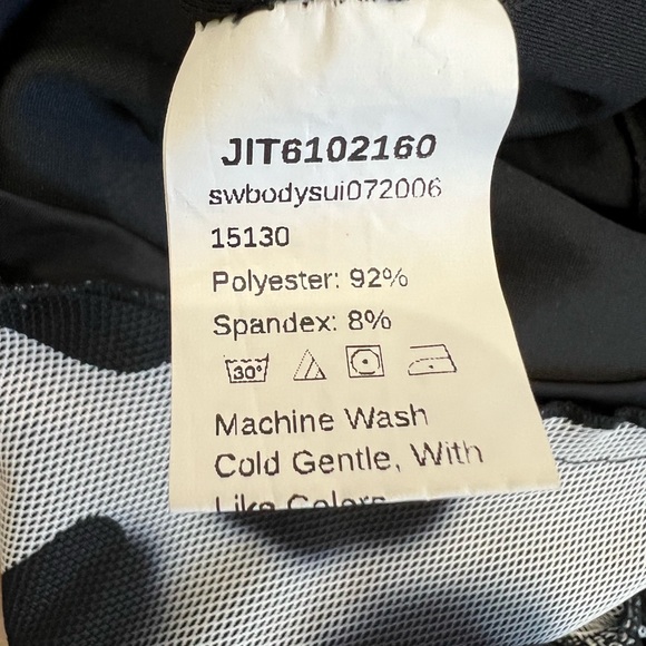 Bodysuit Turtle‎ Neck Women's  Size Large Black White Long Sleeve Animal Print - Picture 8 of 9